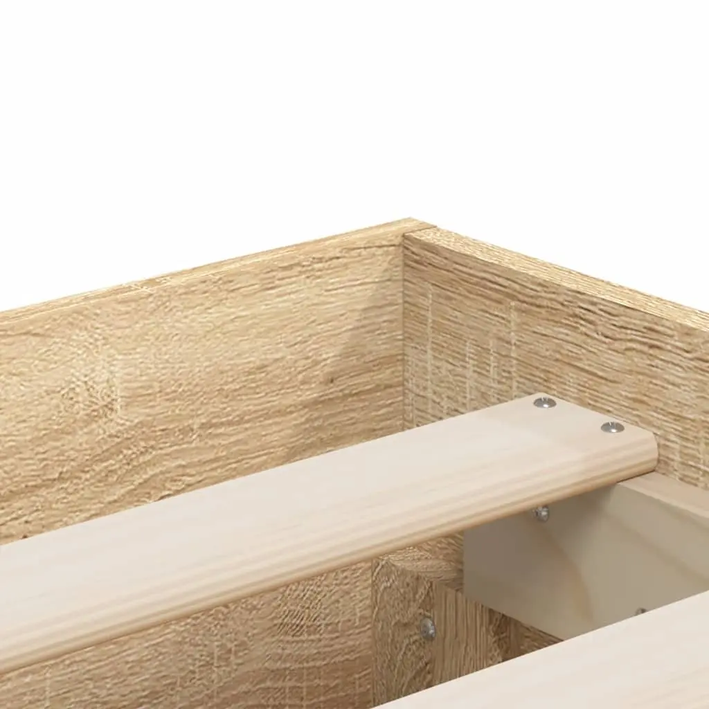 Bed Frame with Storage Drawers Brown Engineered Wood 135x190cm Bedroom Furniture