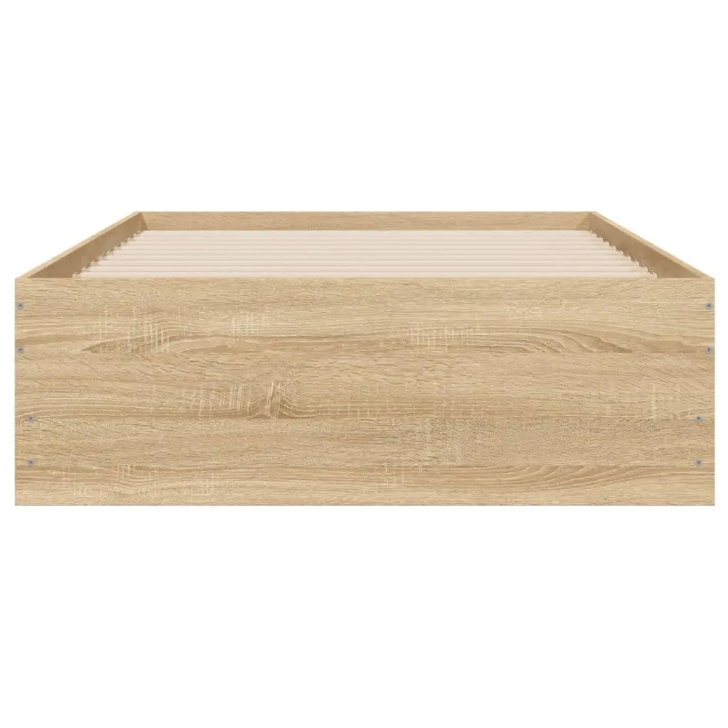Storage Bed Frame Sonoma Oak 90x190 cm with Slatted Base and Drawers