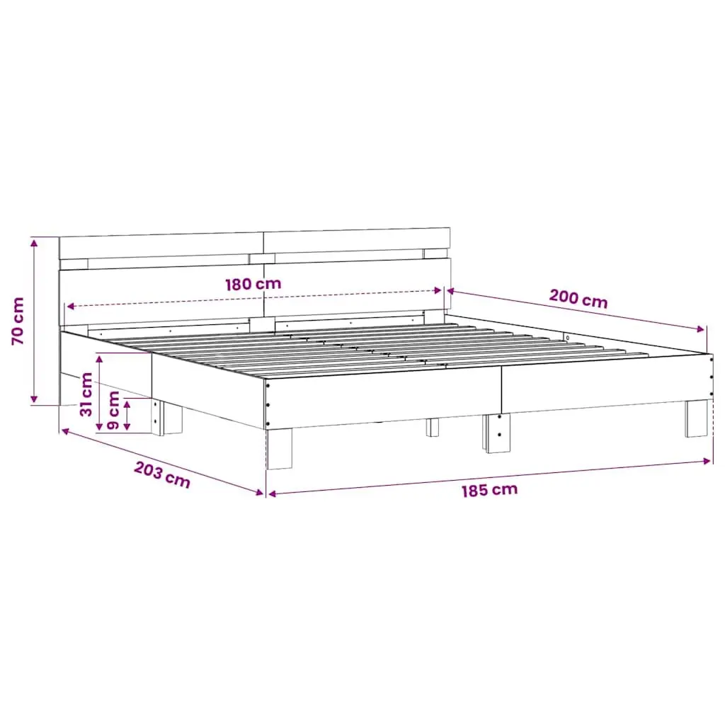 King Bed Frame Sonoma Oak Brown Wooden Bedroom Furniture Durable Engineered Wood