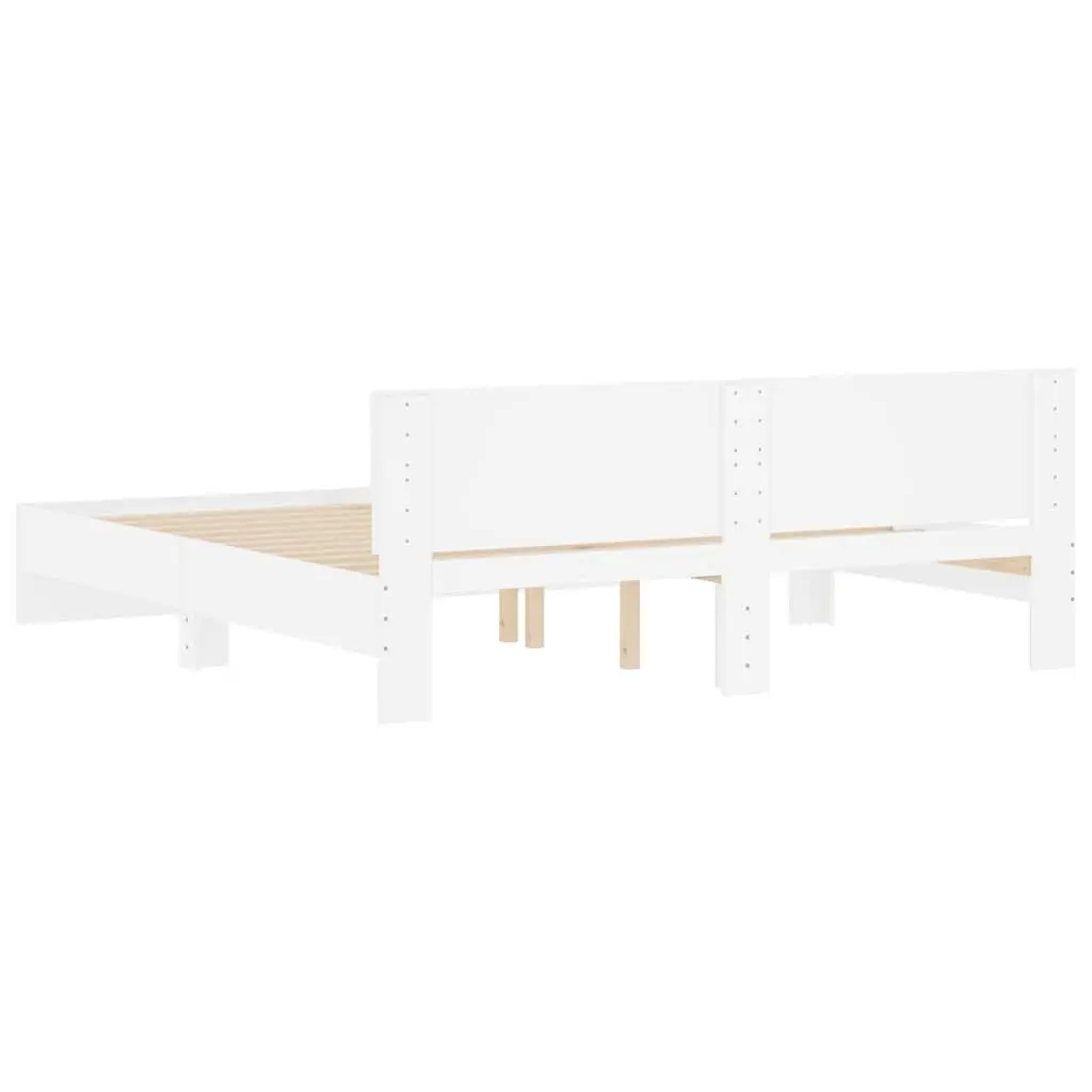 White King Bed Frame Engineered Wood 183x203 cm Slatted Base with Headboard