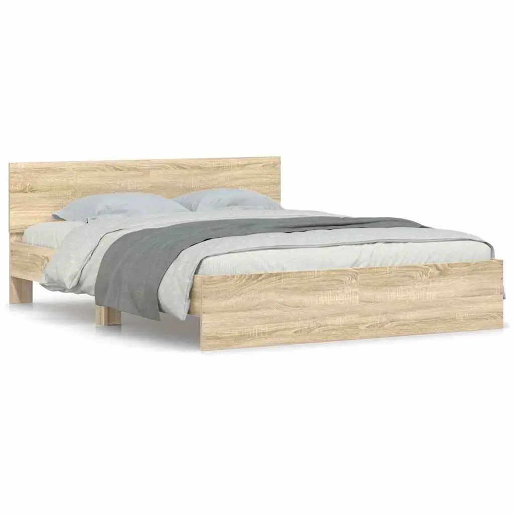 Bed Frame Engineered Wood 150x200 cm Brown Slatted Base Support