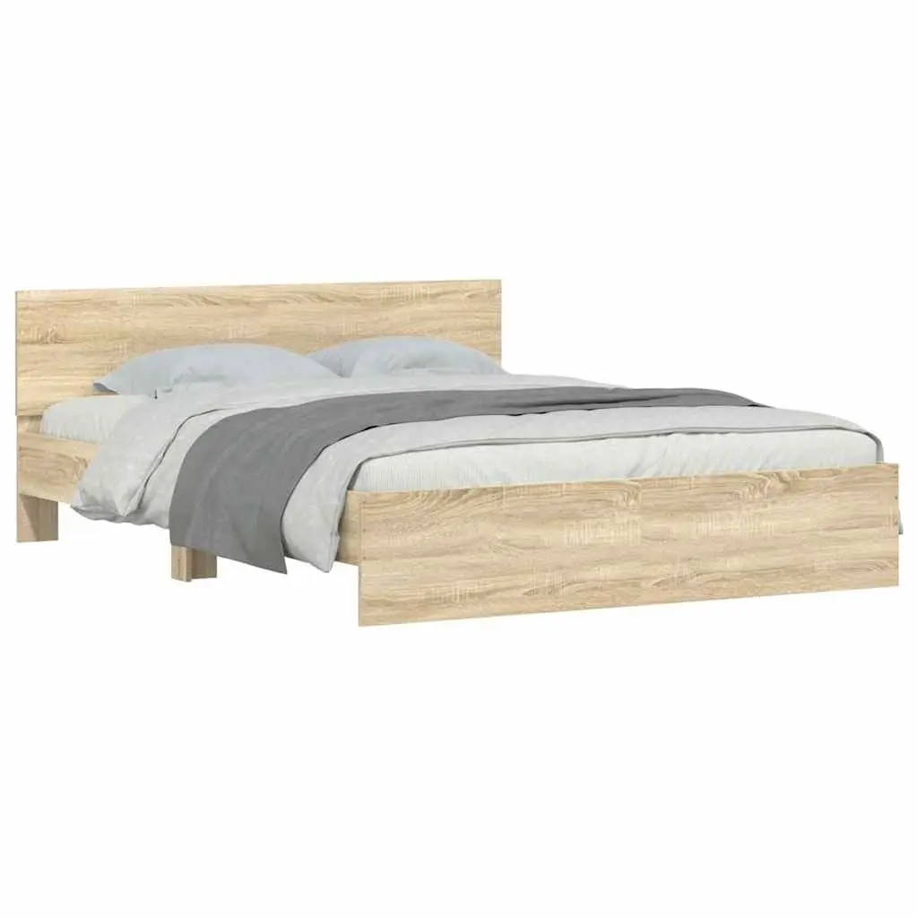 Bed Frame Engineered Wood 150x200 cm Brown Slatted Base Support
