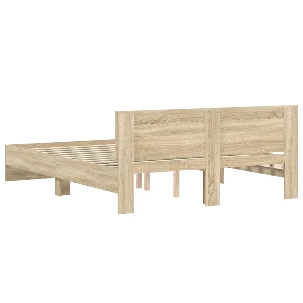 Bed Frame Engineered Wood 150x200 cm Brown Slatted Base Support