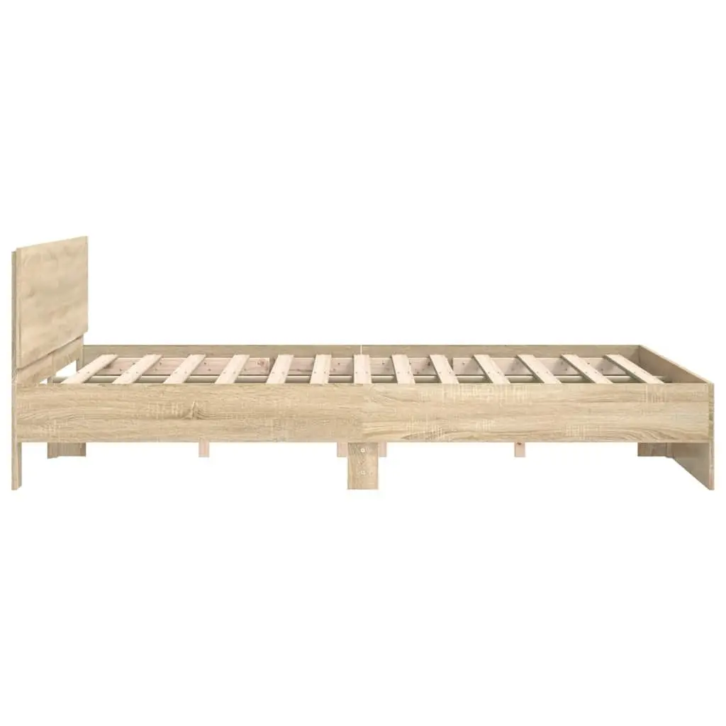 Bed Frame Engineered Wood 150x200 cm Brown Slatted Base Support