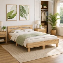 Practical Bed Frame with RGB LED Lights for Modern Homes 135x190cm