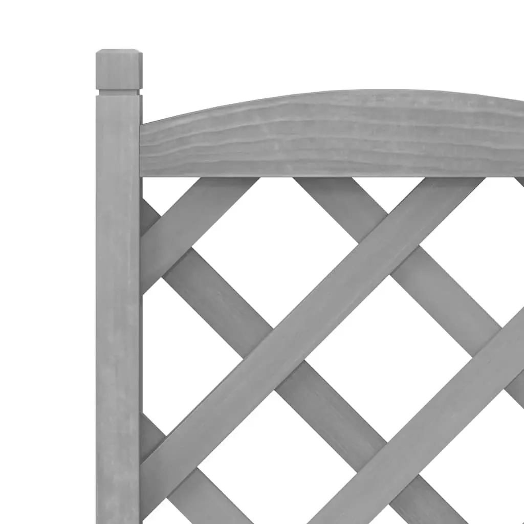 Wooden Planter with Trellis Panel Wheels Grey Solid Fir Wood Outdoor Patio