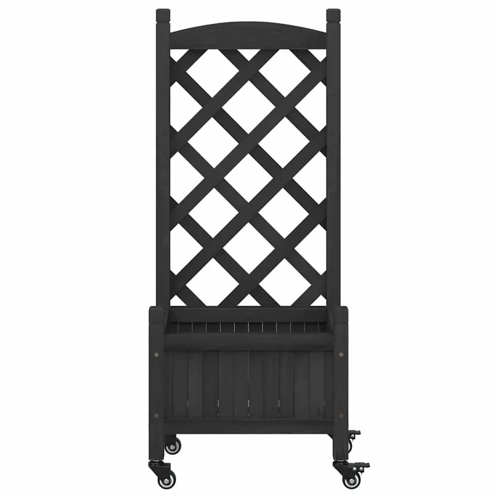 Wooden Planter with Trellis Solid Fir Wood Black Garden Outdoor