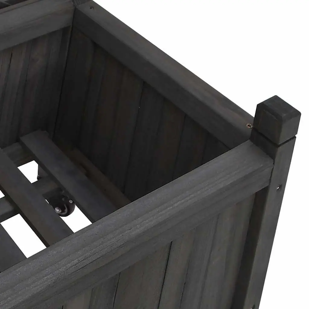 Wooden Planter with Trellis Solid Fir Wood Black Garden Outdoor