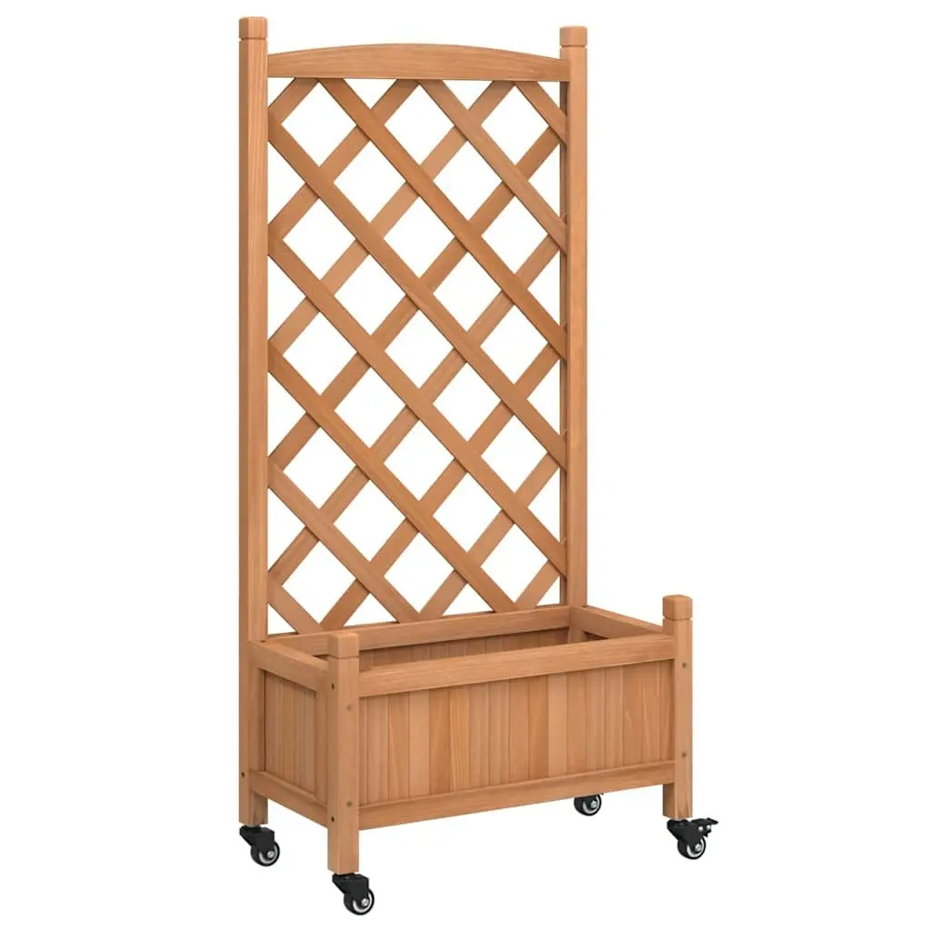 Wooden Planter with Wheels for Climbing Plants