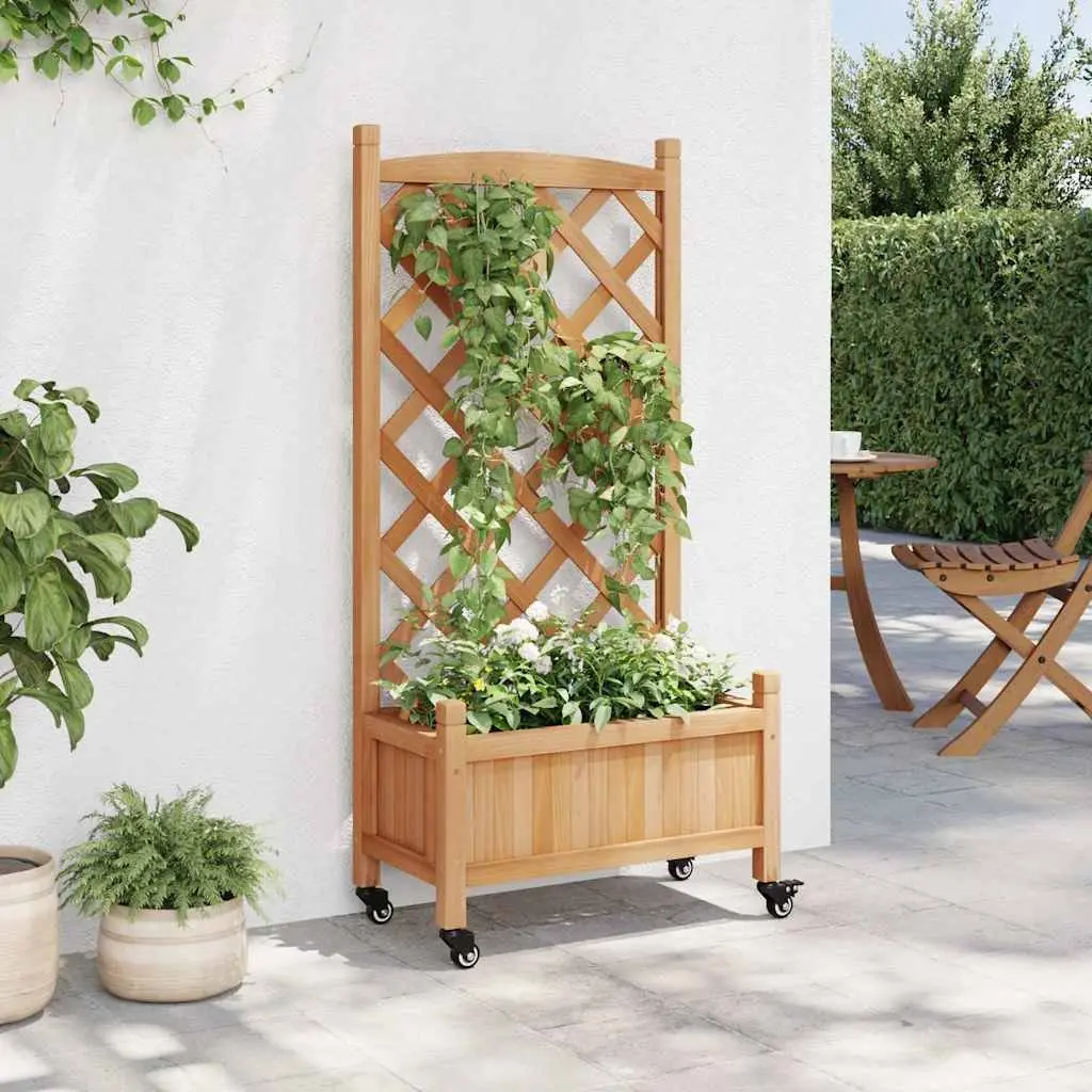 Wooden Planter with Wheels for Climbing Plants