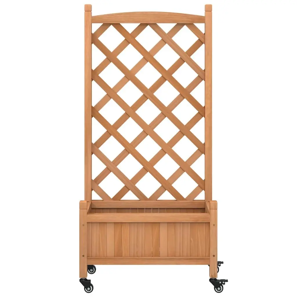 Wooden Planter with Wheels for Climbing Plants