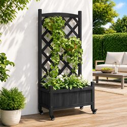 Versatile Black Planter with Trellis Fits Any Garden Space