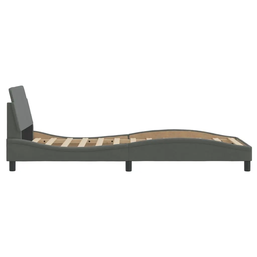 Bed Frame Grey Fabric Headboard 90x190 cm Bedroom Furniture Slatted Base Design