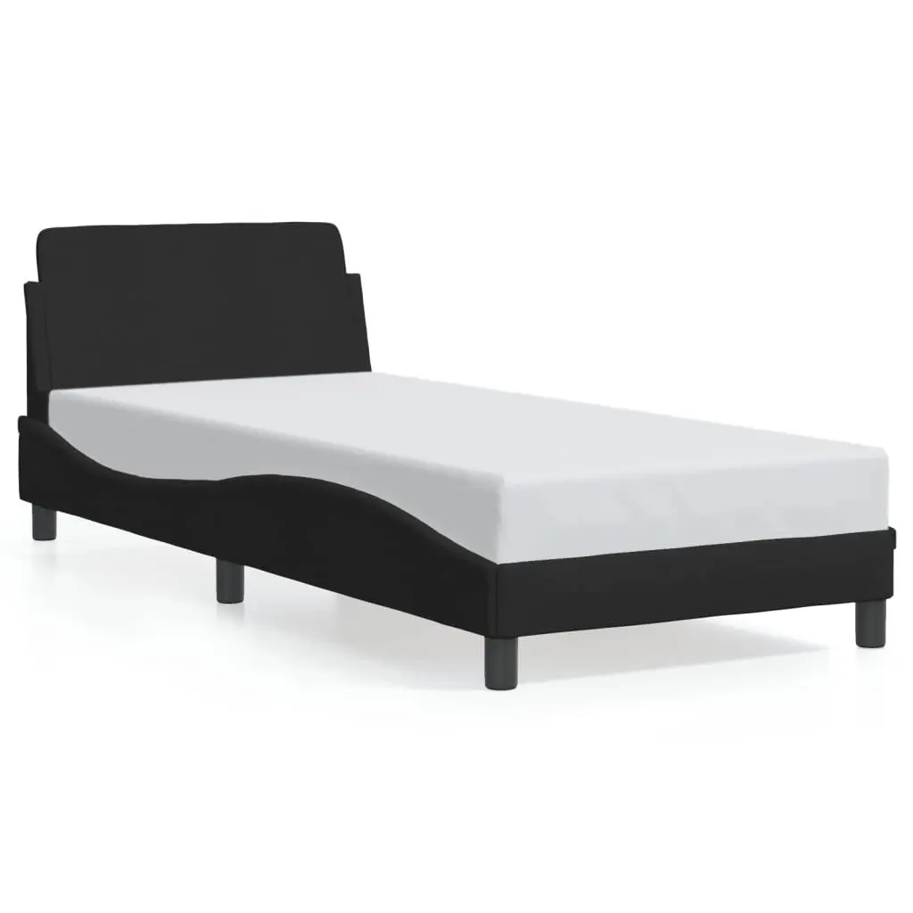 Bed Frame Fabric Black 90x190 cm Slatted Base