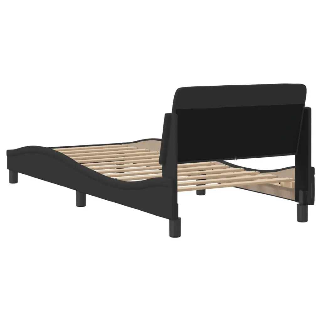 Bed Frame Fabric Black 90x190 cm Slatted Base