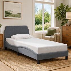 Practical Grey Velvet Bed Frame with Headboard for Your Space