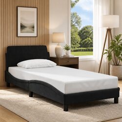 Bed Frame with Headboard 90x190 cm Velvet Grey Bedroom Furniture