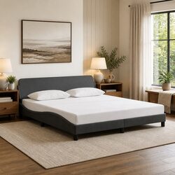 Versatile King Bed Frame 180x200cm Grey Fabric Design