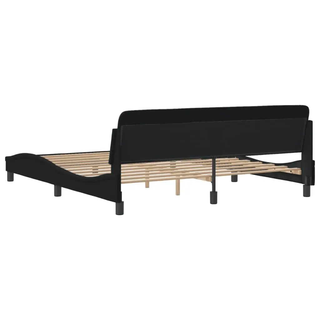 King Bed Frame 180x200cm Black Fabric Headboard Bedroom Furniture Slats