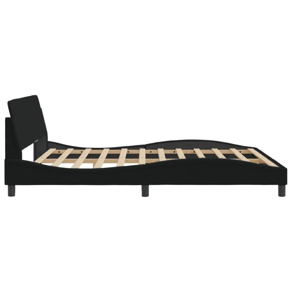 King Bed Frame 180x200cm Black Fabric Headboard Bedroom Furniture Slats