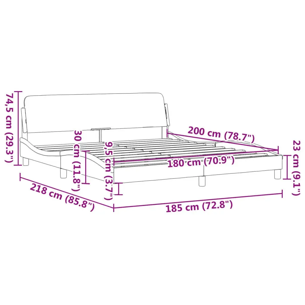 King Bed Frame 180x200cm Black Fabric Headboard Bedroom Furniture Slats