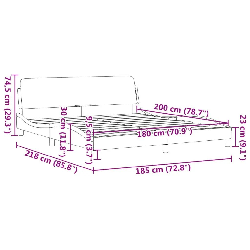 King Size Bed Frame Velvet 180x200 cm Black Upholstered Headboard