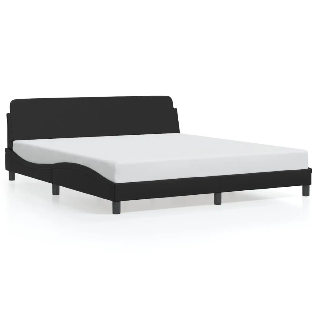 King Bed Frame Faux Leather 180x200 cm Black