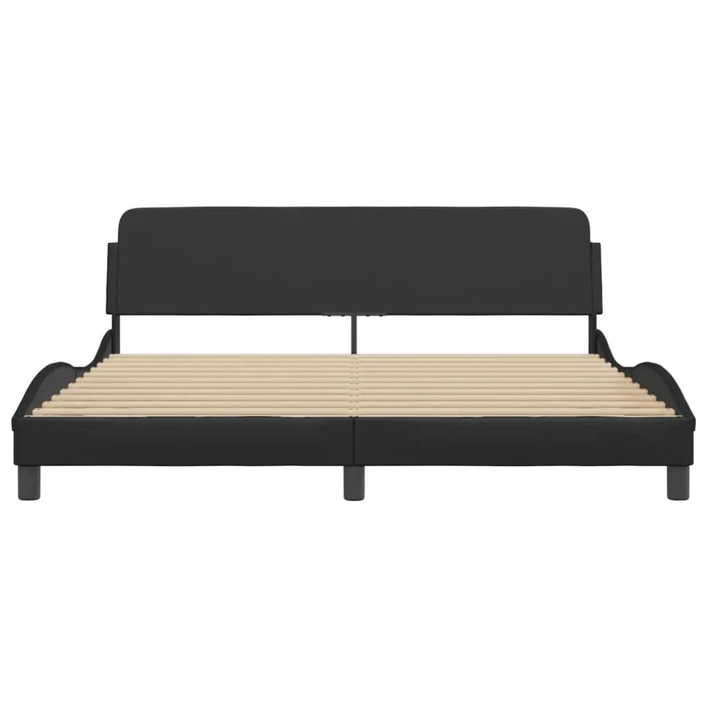 King Bed Frame Faux Leather 180x200 cm Black