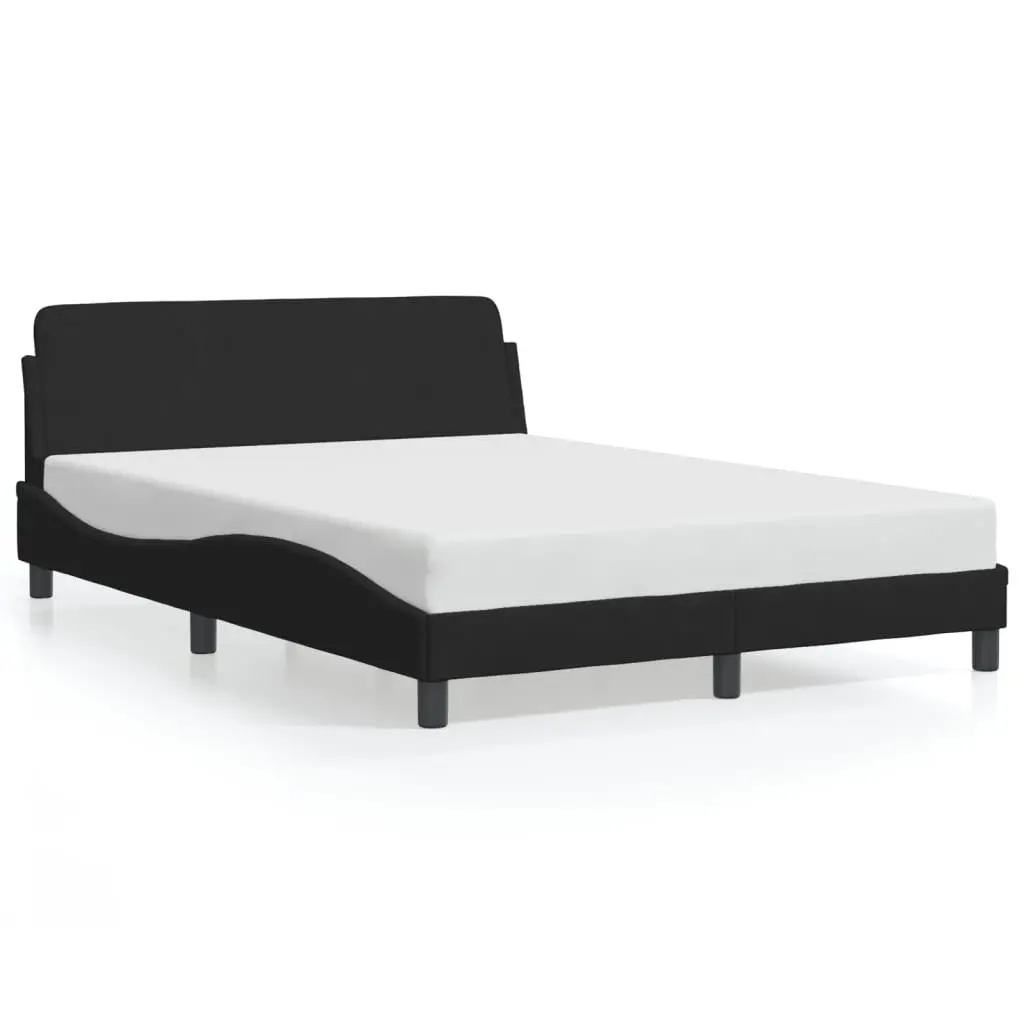 Double Bed Frame Black Velvet 137x190 cm Modern Furniture