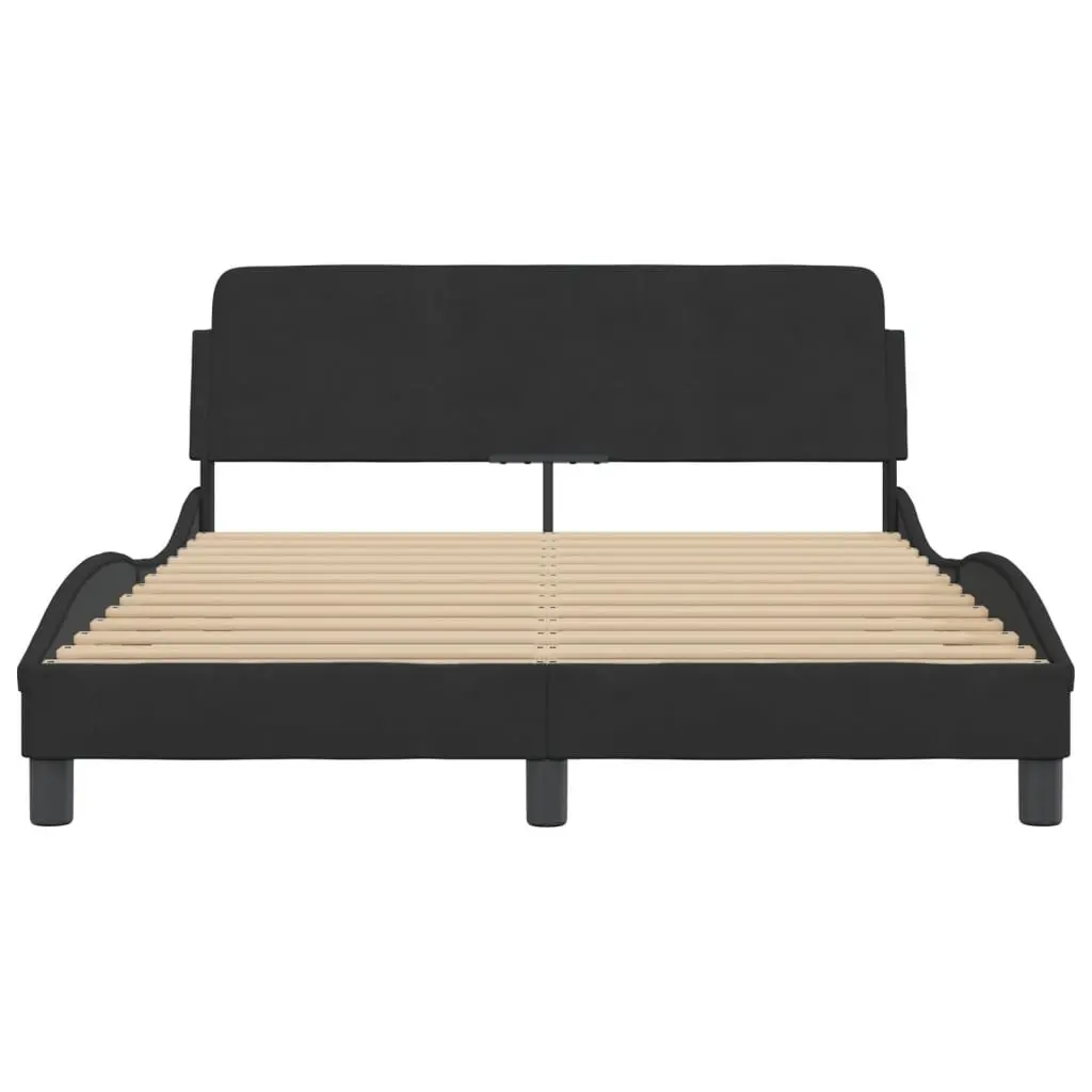 Double Bed Frame Black Velvet 137x190 cm Modern Furniture