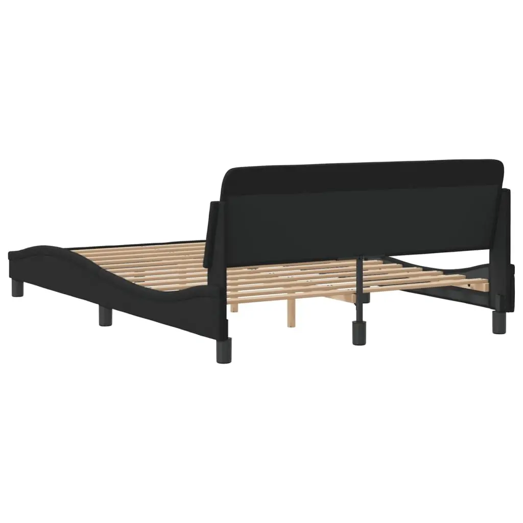 Double Bed Frame Black Velvet 137x190 cm Modern Furniture