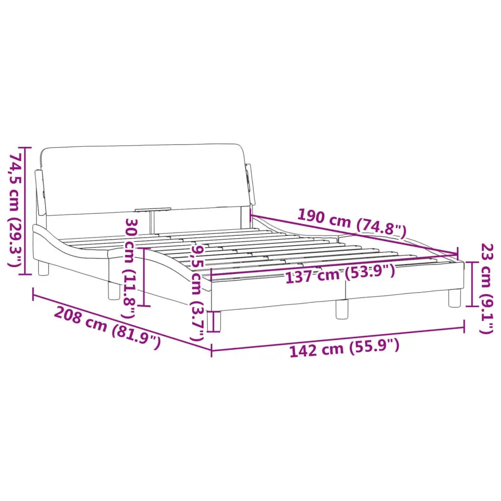 Double Bed Frame Black Velvet 137x190 cm Modern Furniture