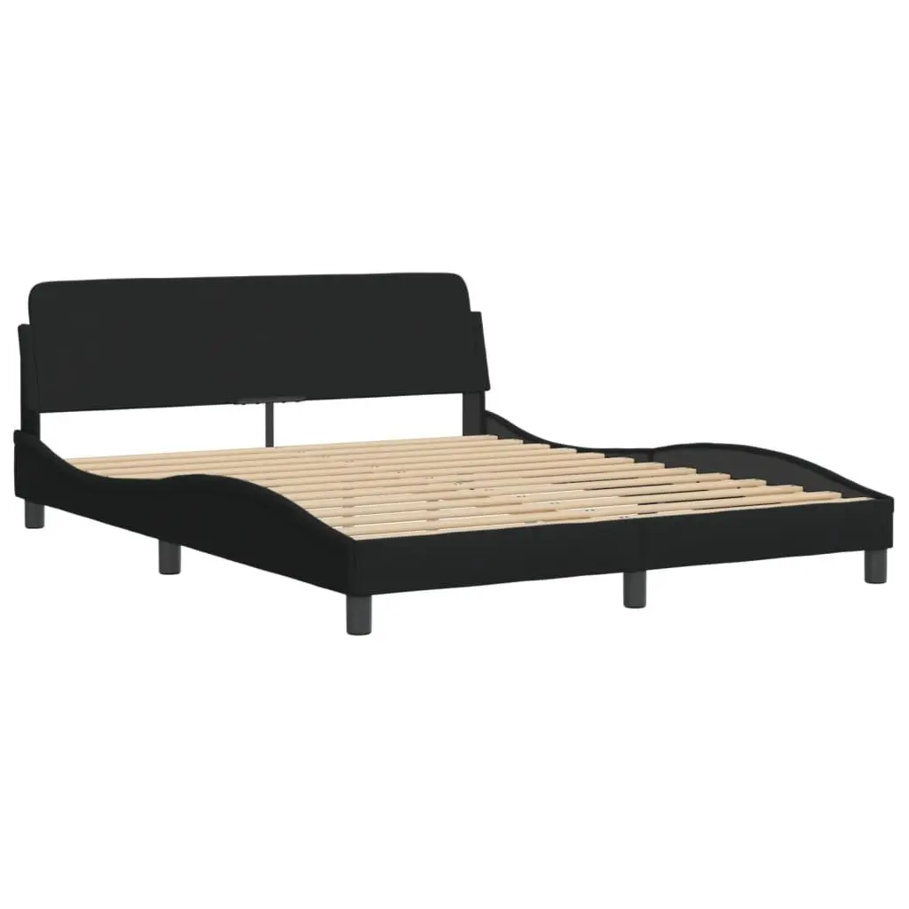 Queen Bed Frame Fabric Upholstered 152x203cm Black