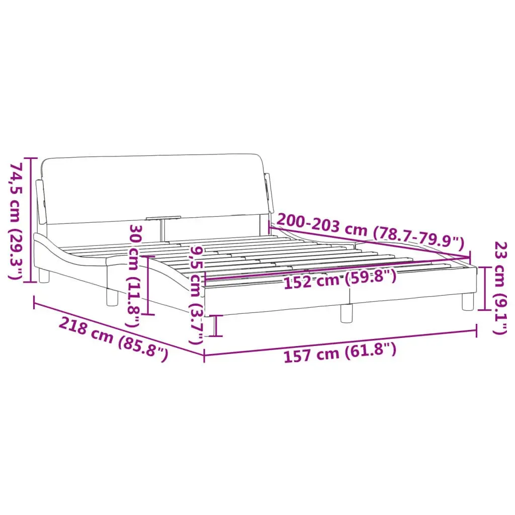 Queen Bed Frame Fabric Upholstered 152x203cm Black
