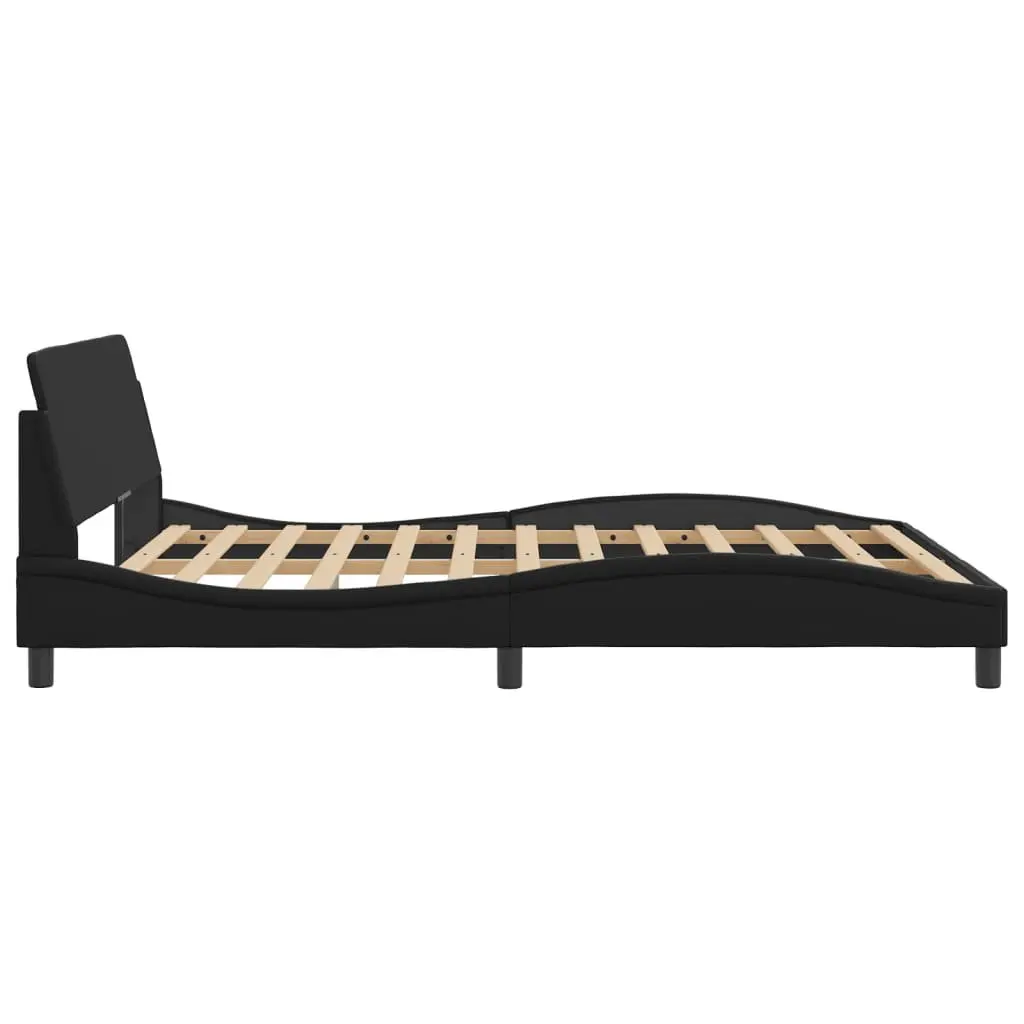 Bed Frame Faux Leather Black 152x203cm with Headboard