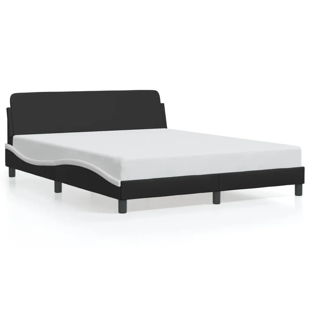 Queen Bed Frame Black Faux Leather Headboard Modern Bedroom Furniture 152x203cm