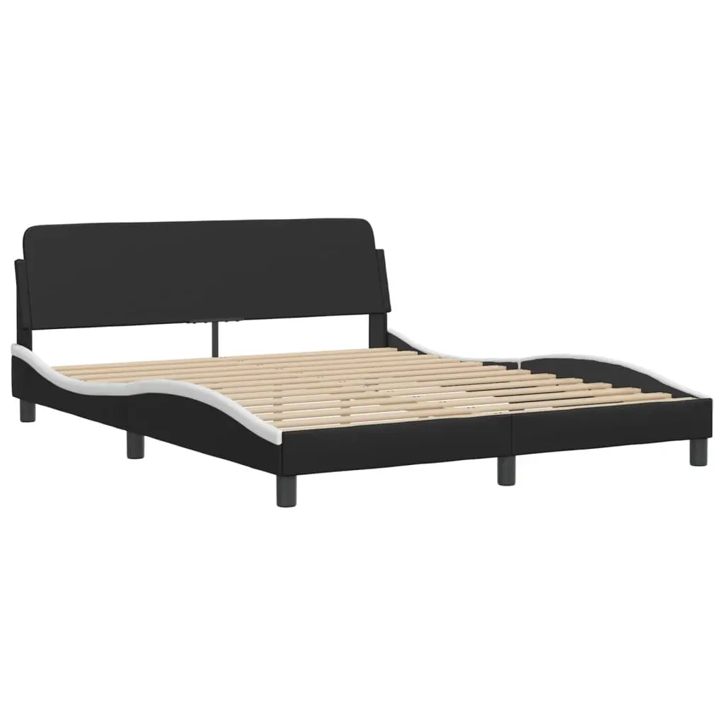 Queen Bed Frame Black Faux Leather Headboard Modern Bedroom Furniture 152x203cm