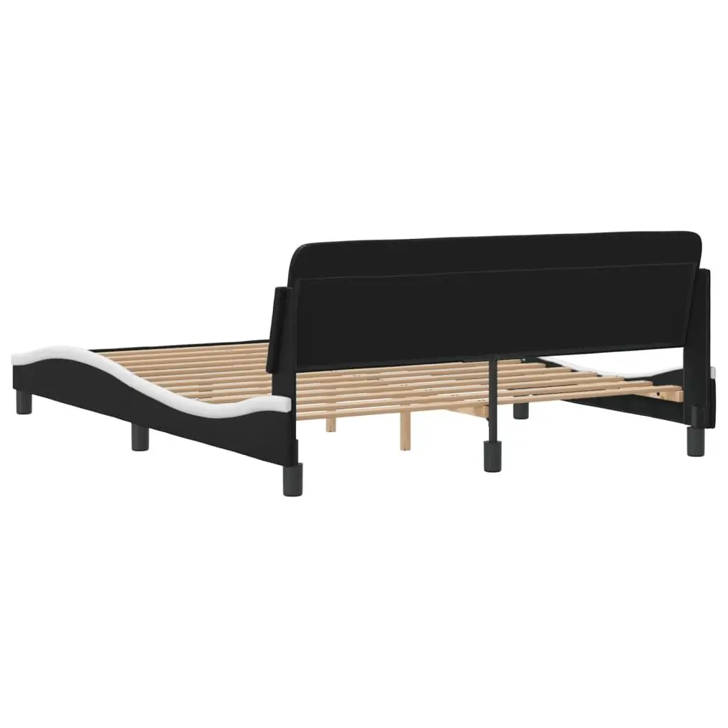 Queen Bed Frame Black Faux Leather Headboard Modern Bedroom Furniture 152x203cm