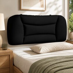 Headboard Cushion 90cm Black Fabric Wall Mounted Bed Pillow Support Bedroom