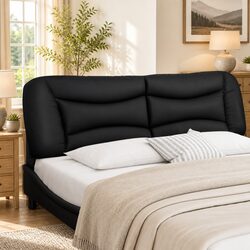 Practical Black Faux Leather Headboard Cushion for Home Use