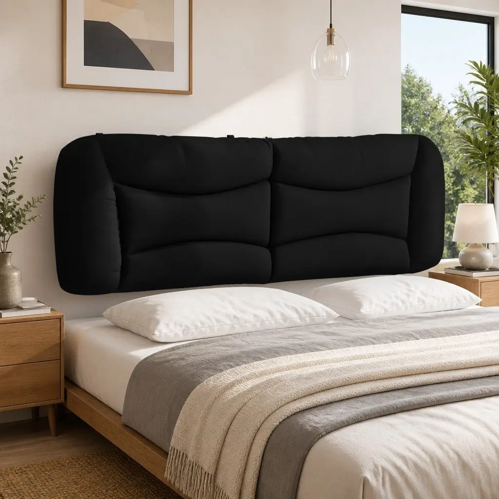 Black Fabric Headboard Cushion 153 cm for Any Bed