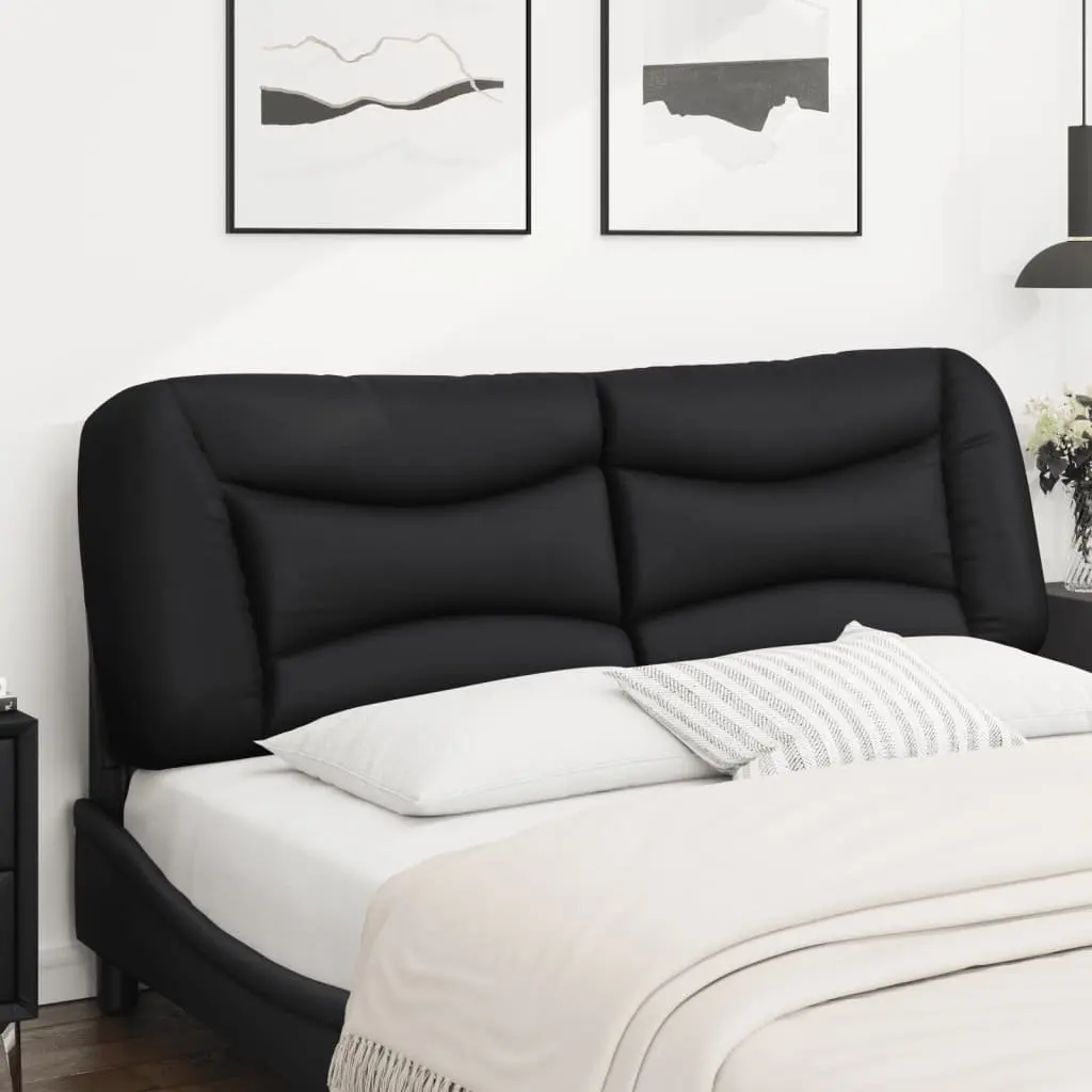 Wall Mounted Upholstered Cushion Faux Leather 153cm Black for Bed Frame