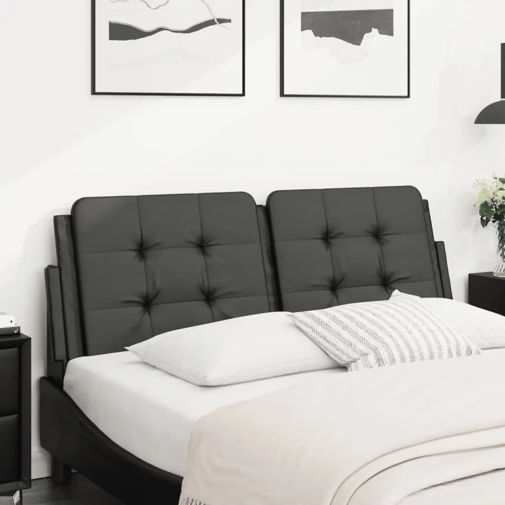 Headboard Cushion Wall Mounted Bed Pillow Black Upholstered Faux Leather 137cm