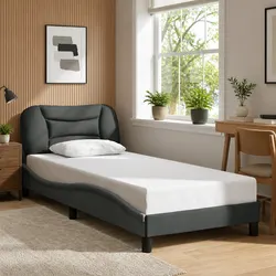 Practical Grey Bed Frame with Headboard for Modern Living
