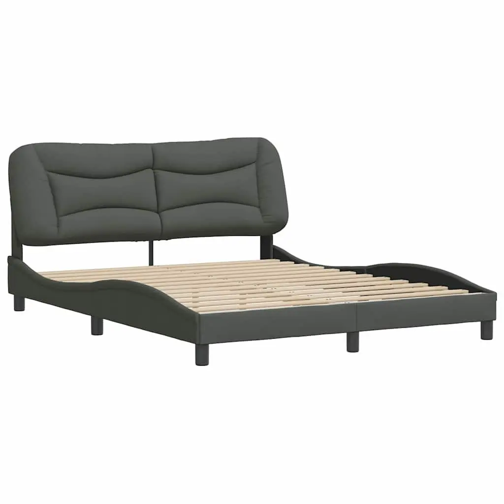 Queen Bed Frame Upholstered Fabric 152x203cm Grey