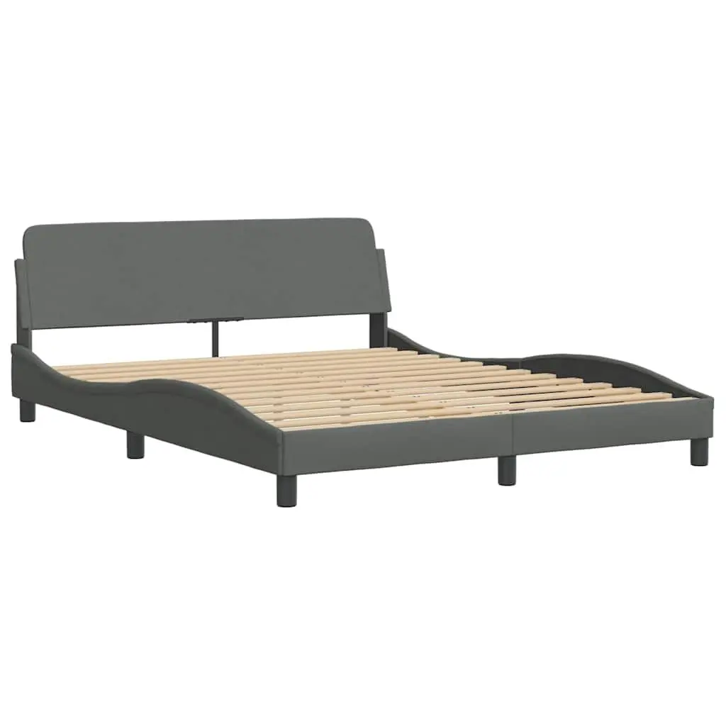 Queen Bed Frame Upholstered Fabric 152x203cm Grey