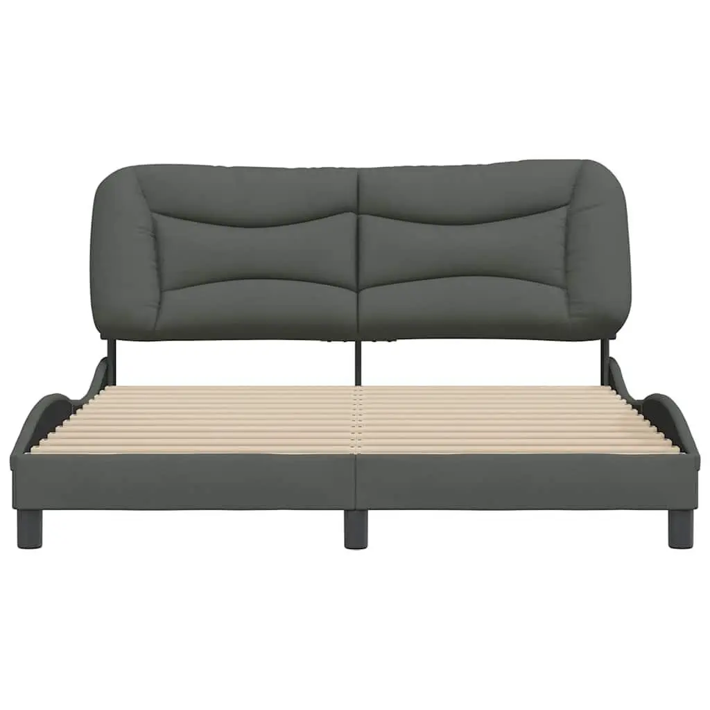 Queen Bed Frame Upholstered Fabric 152x203cm Grey