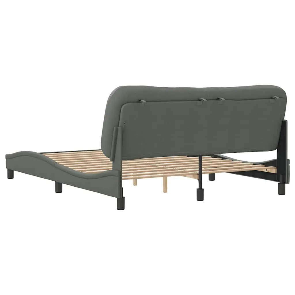 Queen Bed Frame Upholstered Fabric 152x203cm Grey