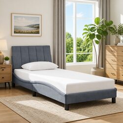 Practical Grey Velvet Bed Frame with Headboard for Your Home
