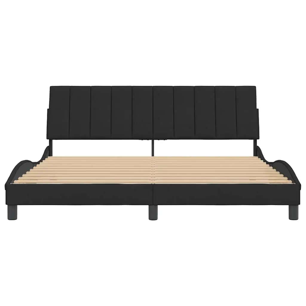King Bed Frame 180x200 cm Headboard Velvet Black Bedroom Furniture Slatted Base